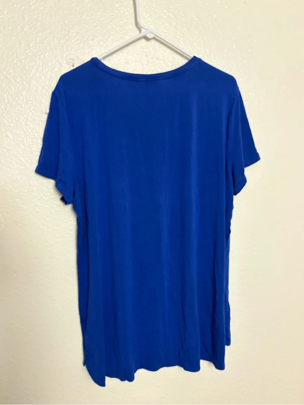 Ellen Tracy Women’s XL Cobalt Blue High Low Tunic Top Short Sleeve